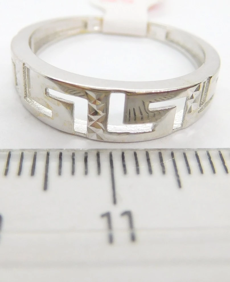 Klenoty Budín Dámský prsten z bílého zlata s gravírováním - řecký typ 585/1,69gr vel. 54 HK1149