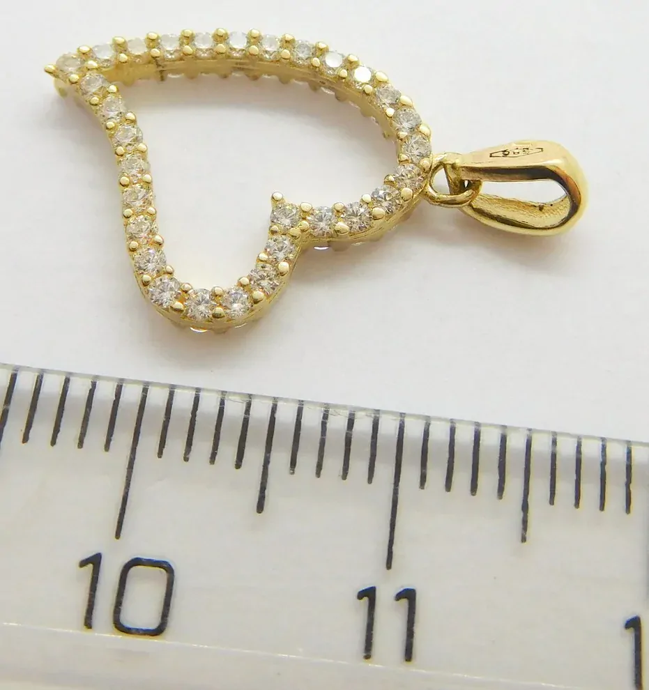 Klenoty Budín Dámský zlatý přívěsek se zirkony velké srdíčko 585/1,28gr H335