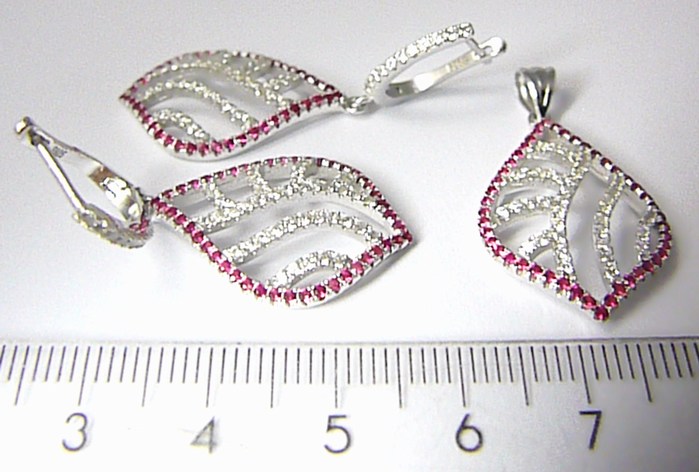 Klenoty Budín Mohutná stříbrná rhodium souprava posetá růžovými a čirými zirkony 03034440001