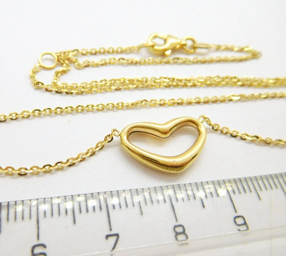 Klenoty Budín Dámský zlatý náhrdelník ze žlutého zlata SRDCE 585/3,35gr 45cm HK4049