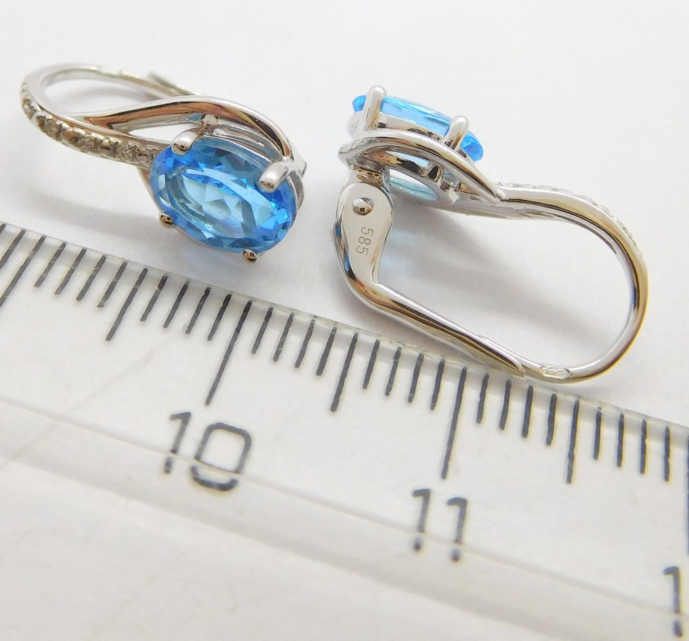 Klenoty Budín Diamantové náušnice s modrými topazy BLUE TOPAZ 585/1,85gr 3884526