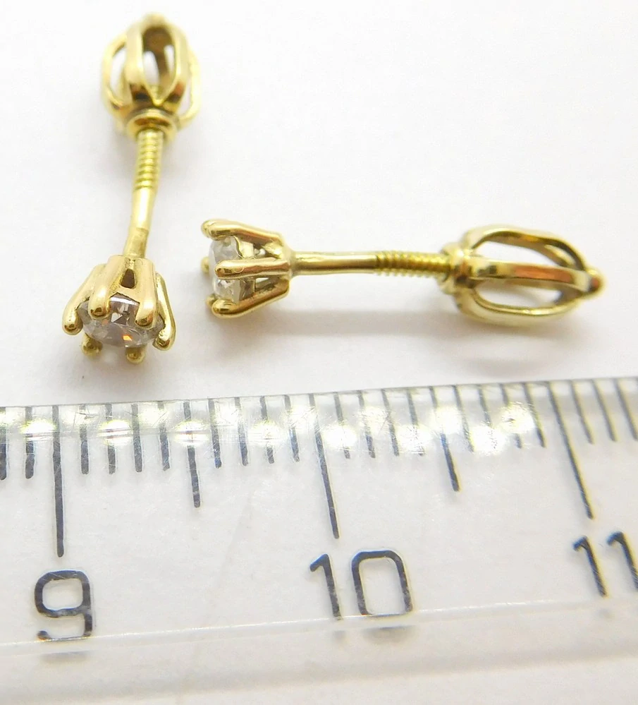 Klenoty Budín Dámské peckové zlaté náušnice s diamanty na šroubek 585/0,95gr 2 x 0,32ct HKD41