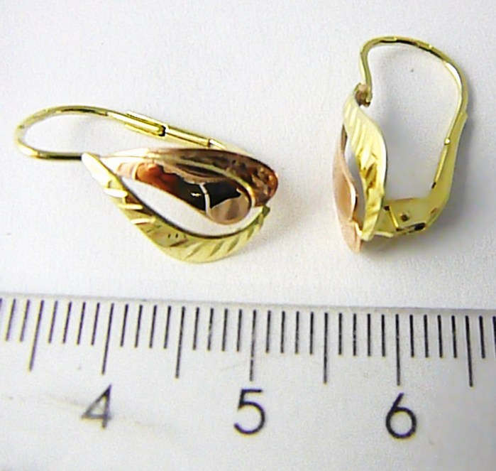 Klenoty Budín Velké dámské zlaté náušnice z dvojího zlata 585/1,65gr 231040856