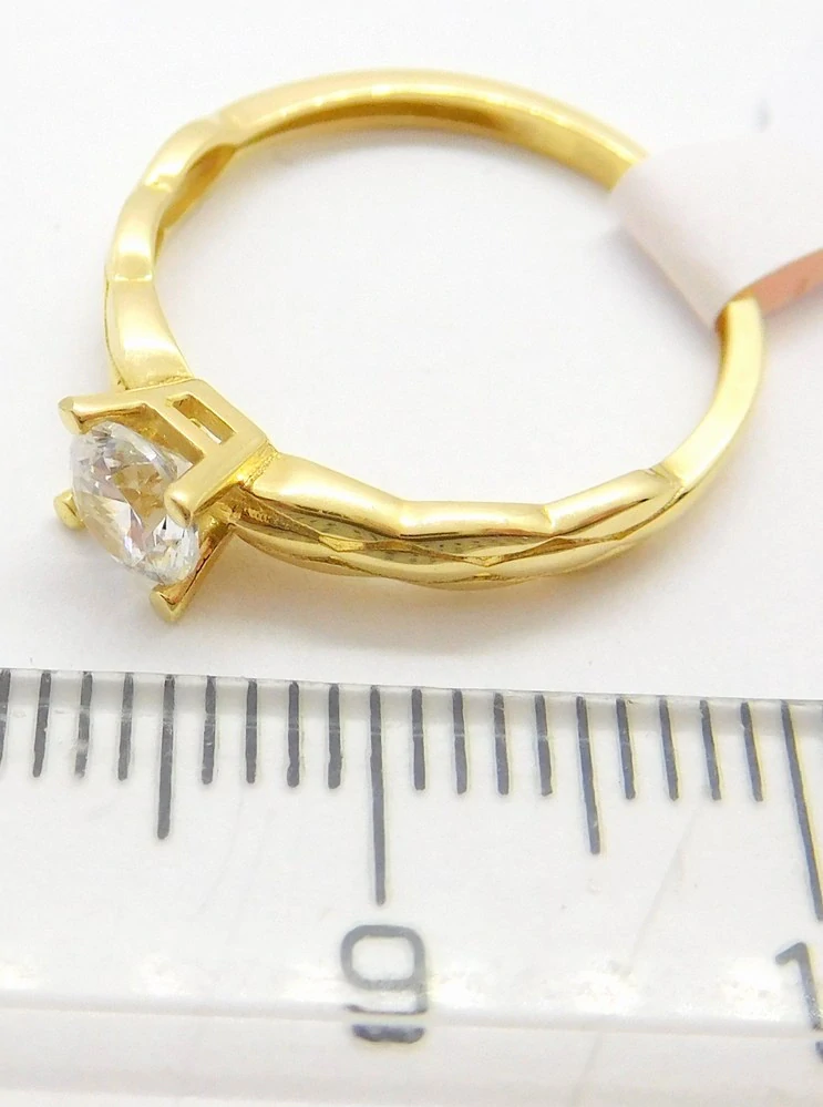 Klenoty Budín Zásnubní dámský zlatý prsten s čirým zirkonem 585/1,22gr vel. 49 HK1179