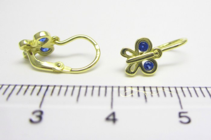 Klenoty Budín Dětské náušnice s modrým safírem - motýlek 585/1,09gr 236041232