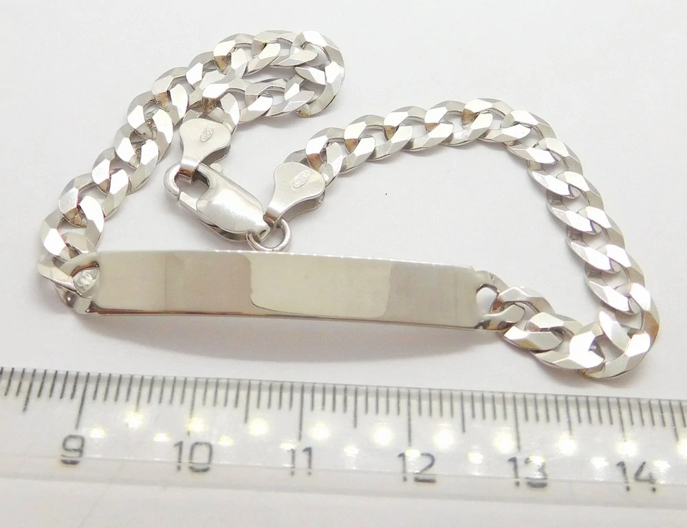 Klenoty Budín Mohutný pánský stříbrný náramek s destičkou ke gravírování 22cm 925/1000 9,07gr 030561600021