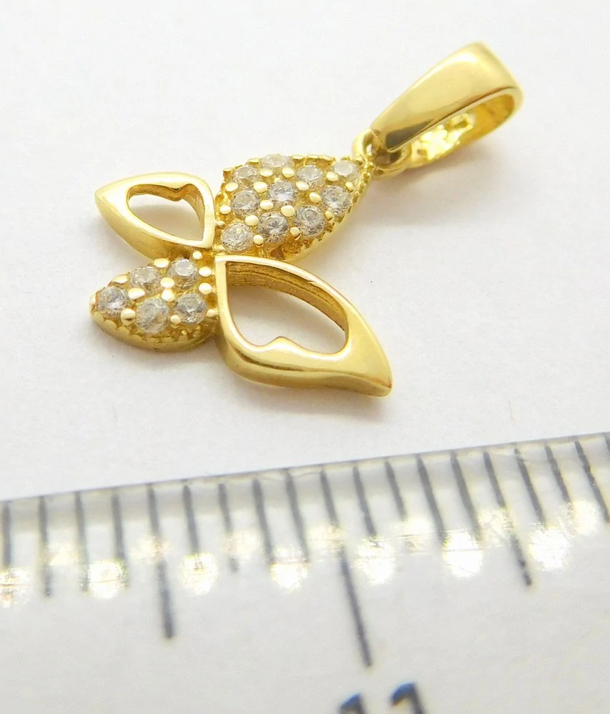 Klenoty Budín Dámský zlatý přívěsek se zirkony motýlek 585/0,62gr 02889