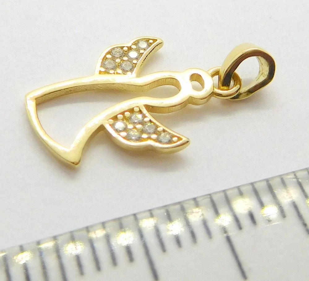 Klenoty Budín Dámský zlatý přívěsek se zirkony andělíček 585/0,57gr 03848