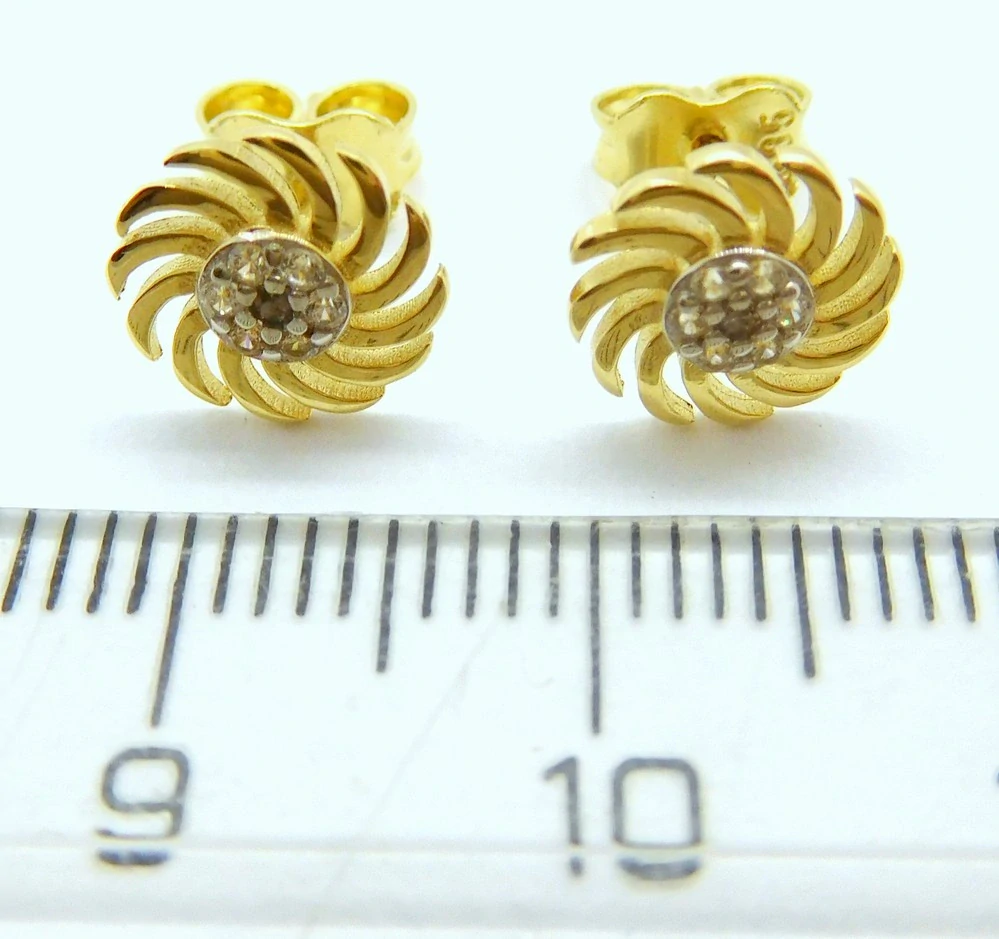 Klenoty Budín Dámské peckové zlaté náušnice na puzetku se zirkony 585/1,34gr HK2358