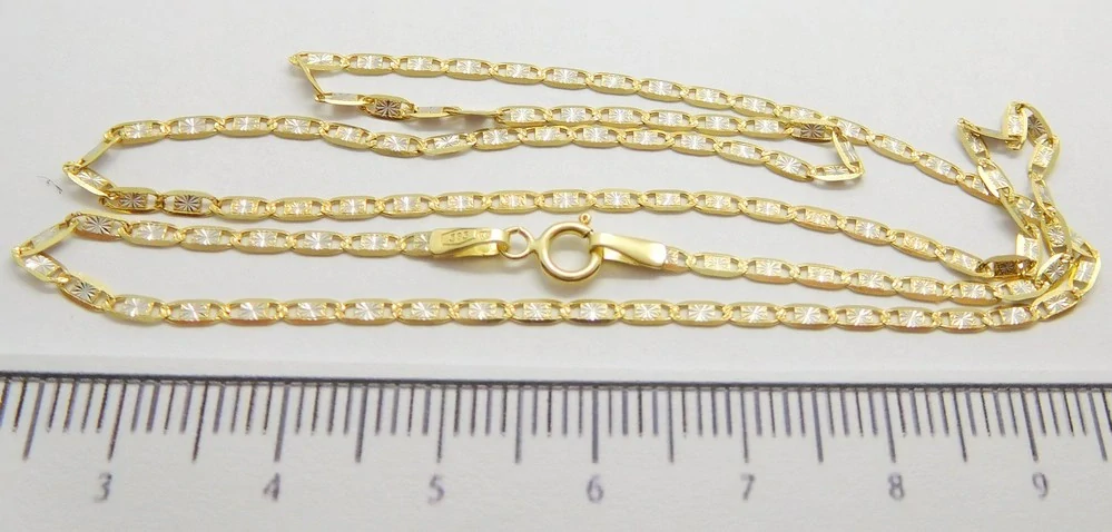 Klenoty Budín Dámský zlatý gravírovaný řetízek z bílého a žlutého zlata zrcátka 585/2,40gr 50cm HK6301