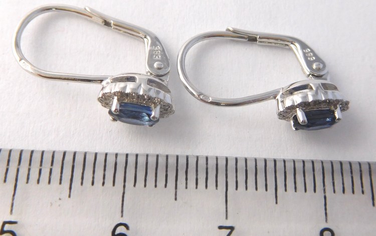 Luxusní diamantové náušnice z bílého zlata s modrými safíry 585/2,10gr 3880447