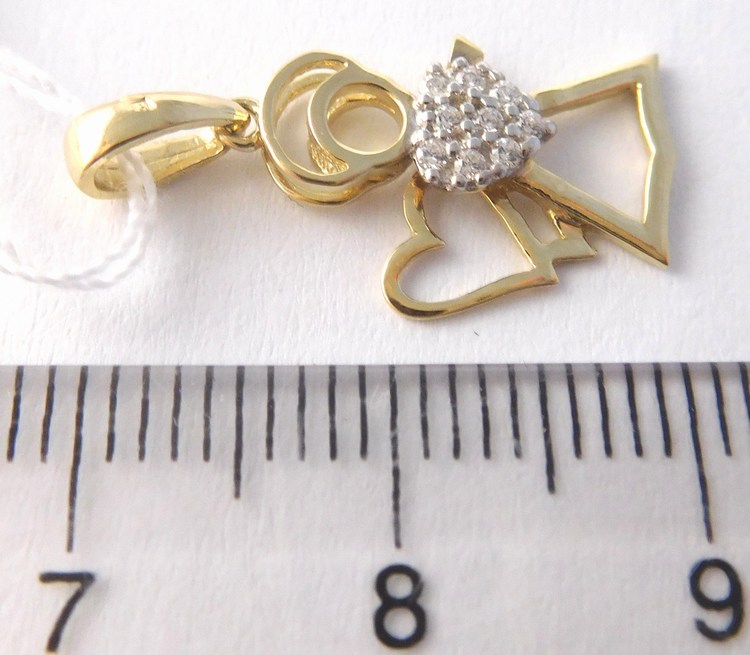 Klenoty Budín Zlatý přívěsek - zlatý andělíček se zirkony pro štěstí 585/0,93gr HK3194