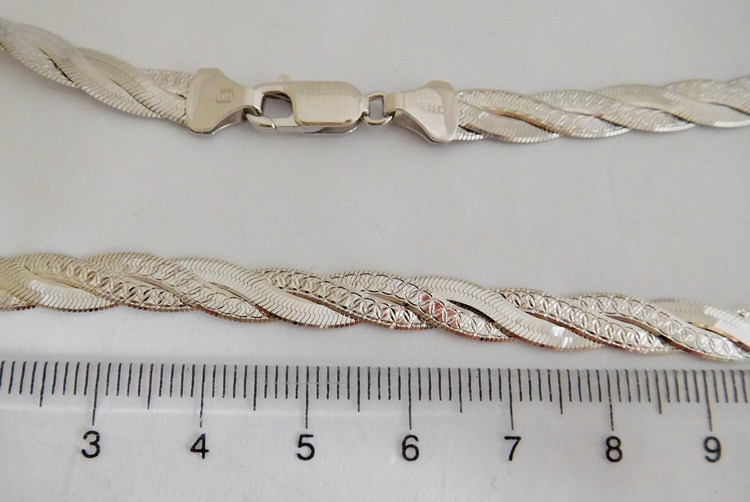 Klenoty Budín Stříbrný pletený náhrdelník (řetízek) - rhodiovaný 45cm 13,31gr 030426400027