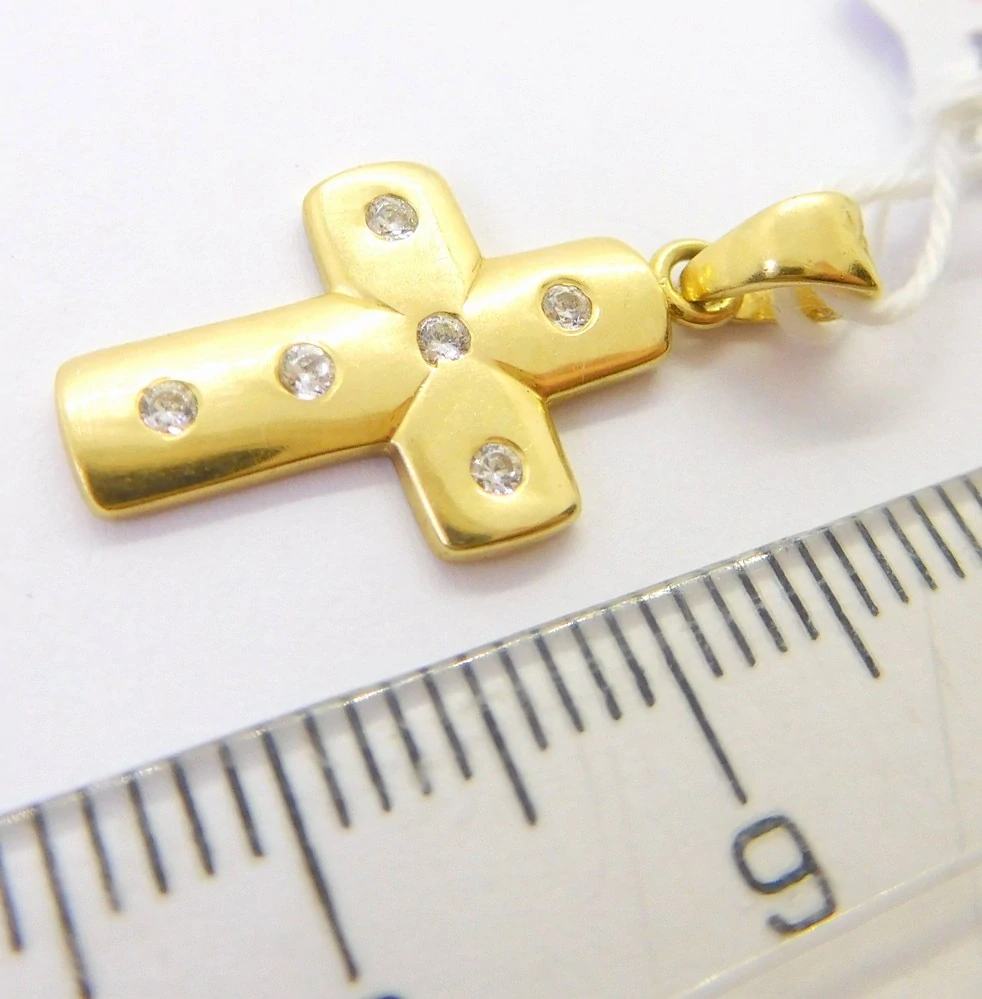 Klenoty Budín Dámský zlatý přívěsek se zirkony křížek 585/1,08gr HK3259