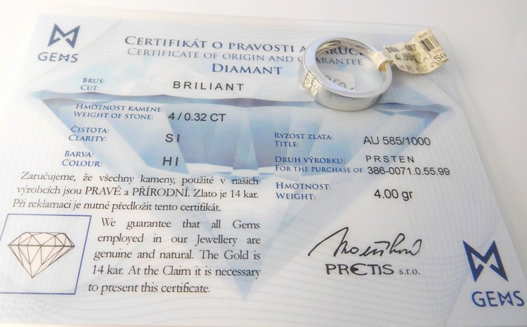 Klenoty Budín Masivní diamantový prsten z bílého zlata s brilianty 585/4,0gr vel. 55 3860071