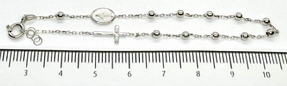 Klenoty Budín Dámský zlatý náramek z bílého zlata madonka a křížek 585/1,68gr 17+1cm HK7158