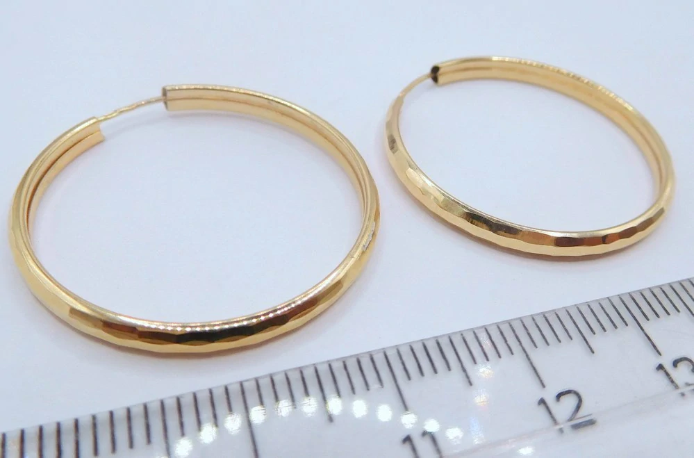 Klenoty Budín Dámské velké gravírované zlaté kruhy o průměru 30mm 585/1,85gr HK2468