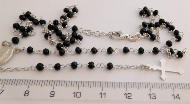 Luxusní mohutný stříbrný růženec - prodloužený řetízek 50+10cm 030193300006