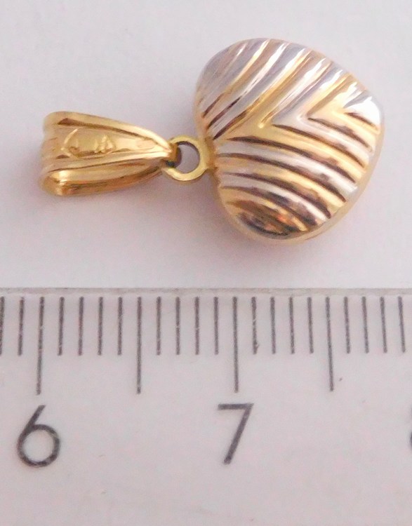 Klenoty Budín Zlaté velké duté srdíčko z bílého a žlutého zlata s gravírováním 585/0,87gr H714