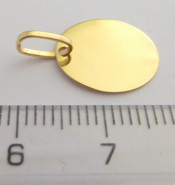 Klenoty Budín Zlatý přívěsek ze žlutého zlata - oválek k možné rytině 585/0,80gr HK3046