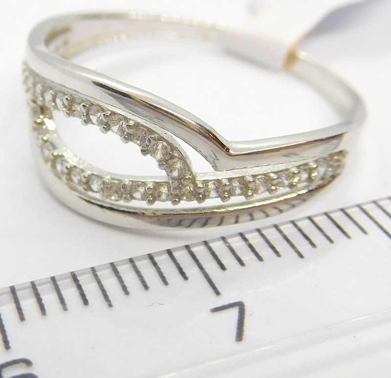 Klenoty Budín Dámský zlatý prsten z bílého zlata se zirkony 585/1,52gr vel. 54 H704