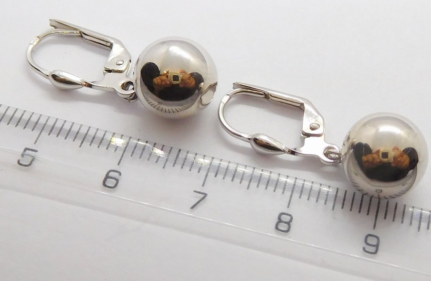 Klenoty Budín Mohutné dámské visací zlaté náušnice z bílého zlata - koule 585/3,00gr HK2090