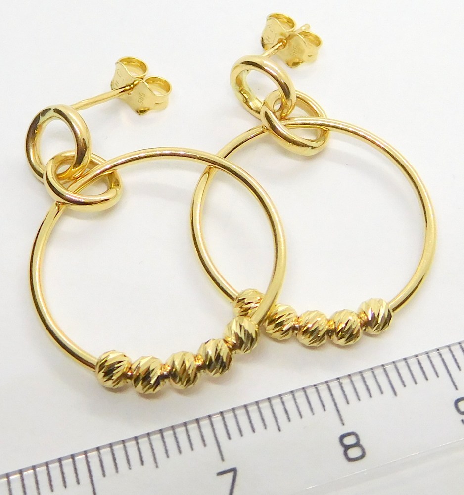 Klenoty Budín Dámské visací gravírované zlaté náušnice na puzetku 585/2,48gr HK2212