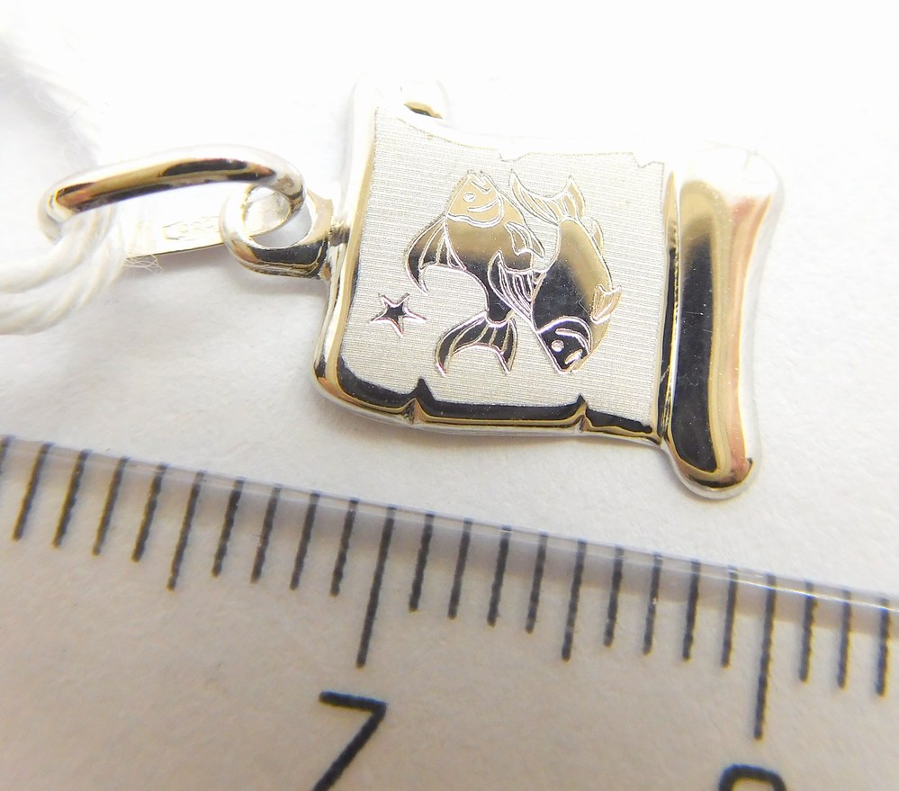 Klenoty Budín Zlatý přívěsek znamení RYBY v bílém zlatě na pergamenu 585/0,34gr GUPWN-43131