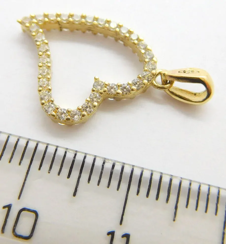 Klenoty Budín Dámský zlatý přívěsek se zirkony velké srdíčko 585/1,28gr H335