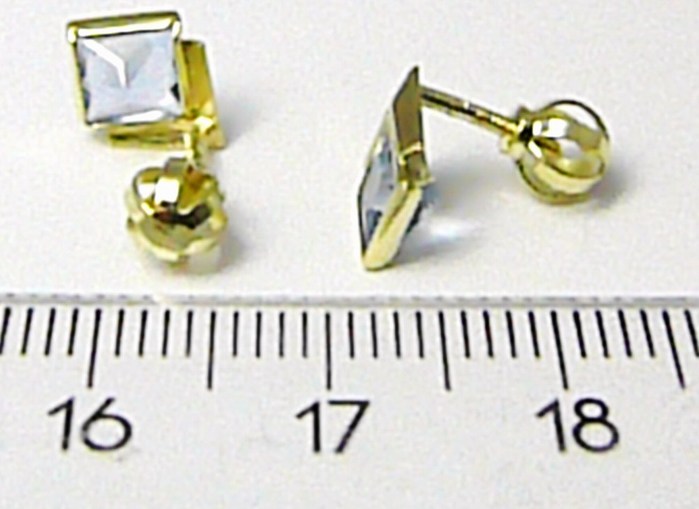 Klenoty Budín Dámské zlaté pecičky s modrými akvamaríny na šroubek 585/1,12gr 236040918