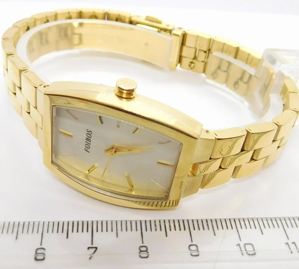 FOIBOS Dámské hranaté ocelové zlacené hodinky FOIBOS CK3536.2