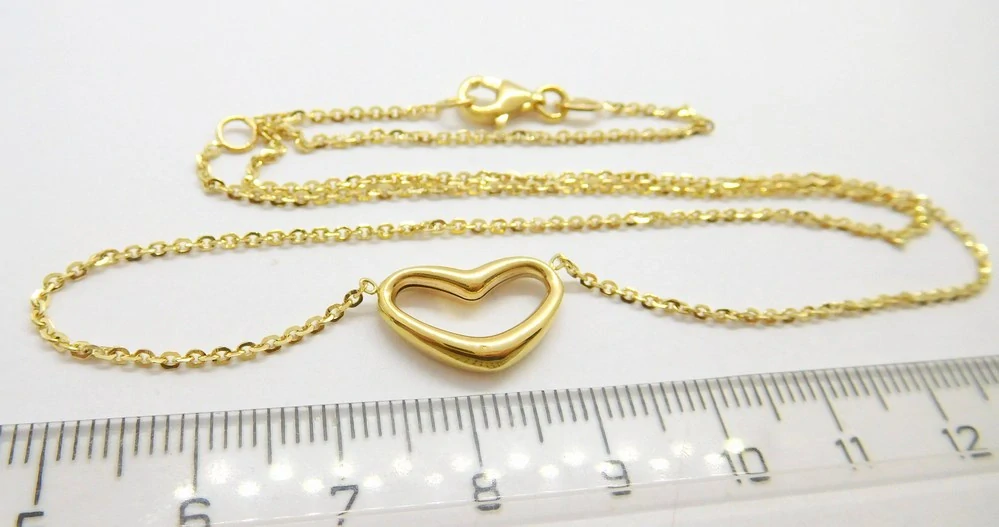 Klenoty Budín Dámský zlatý náhrdelník ze žlutého zlata SRDCE 585/3,35gr 45cm HK4049