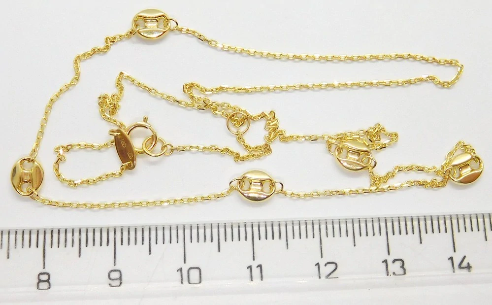 Klenoty Budín Dámský zlatý náhrdelník ze žlutého zlata kávové zrna 585/1,77gr 42+3cm HK4063