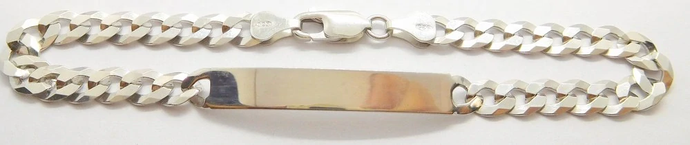 Klenoty Budín Mohutný pánský stříbrný náramek s destičkou ke gravírování 22cm 925/1000 9,07gr 030561600021