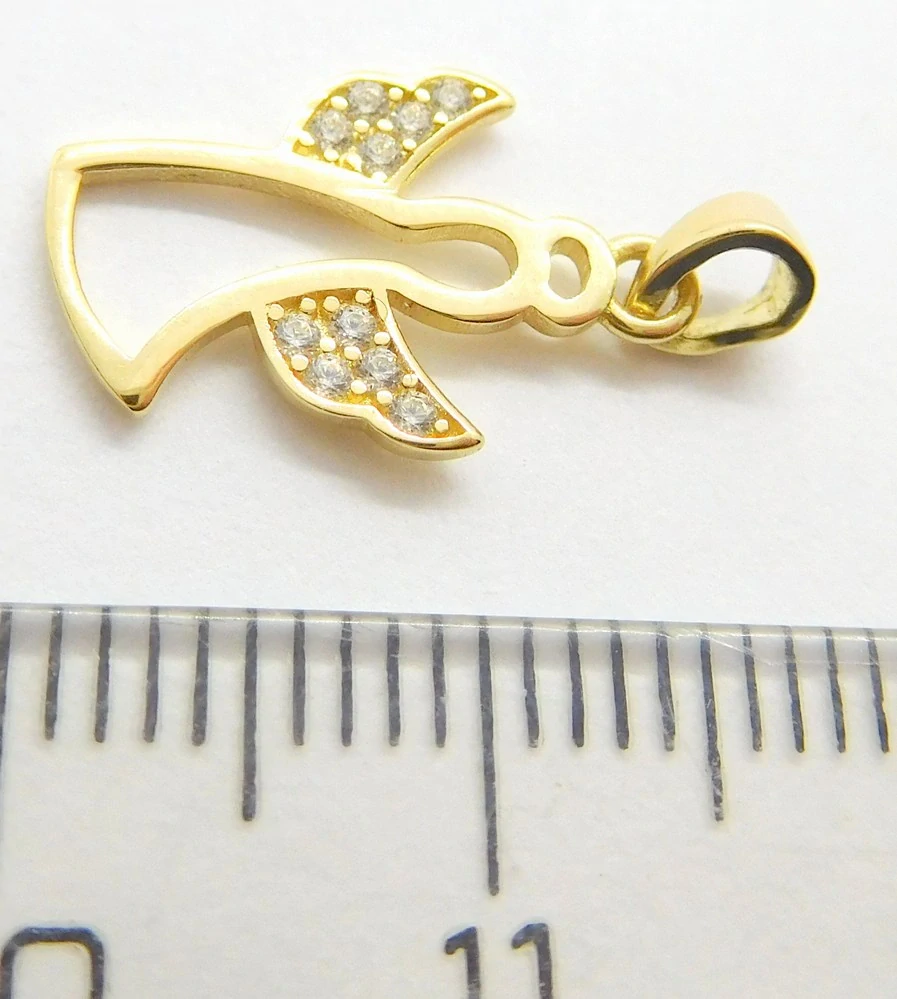 Klenoty Budín Dámský zlatý přívěsek se zirkony andělíček 585/0,57gr 03848