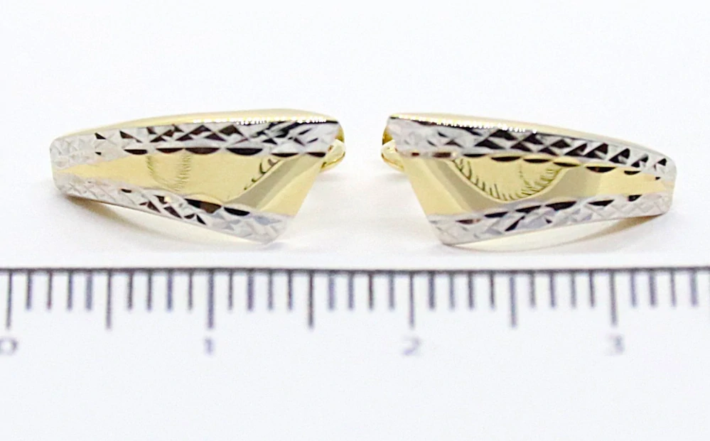 Klenoty Budín Dámské zlaté náušnice z bílého a žlutého zlata s gravírováním 585/1,34gr HK2391