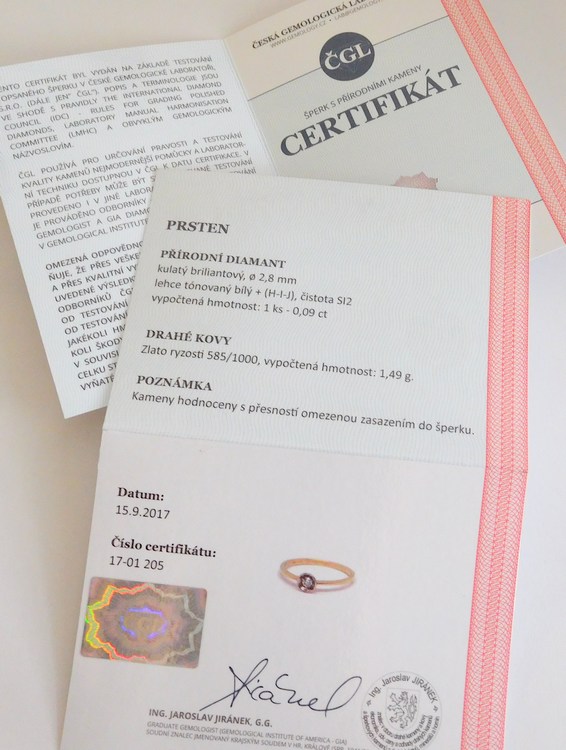 Klenoty Budín Zásnubní zlatý diamantový prsten s diamantem vel. 57 585/1,49gr 17-01 205 T282