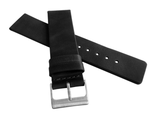Černý hladký řemínek LAVVU PLAIN z luxusní kůže Top Grain - 18mm LSCUB18