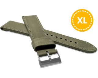 XL Prodloužený prošitý olivově zelený řemínek LAVVU SPORT z luxusní kůže Top Grain - 22 XL LSAXG22
