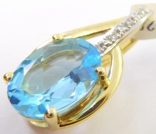 Klenoty Budín Dámský zlatý diamantový přívěsek s diamanty a blue topazem 1,420CT 585/0,75gr 3824526