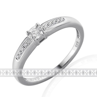 Zásnubní diamantový prsten zdobený diamanty v bílém zlatě PHILA 3861856