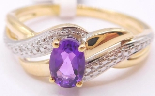 Klenoty Budín Dámský diamantový prsten ze žlutého zlata s fialovým přírodním ametystem 0,410CT vel. 60 585/3,57gr 3811741