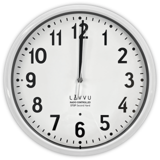 LAVVU Bílé hodiny Accurate White řízené rádiovým signálem - 3 ROKY ZÁRUKA! ⌀30cm LCR3021