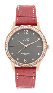Dámské čitelné elegantní náramkové hodinky JVD J4175.2 se zirkony na lunetě