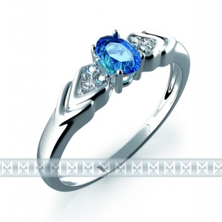 Klenoty Budín Zásnubní GEMS prsten s diamanty, blue topaz, bílé zlato, Justyna 3860451