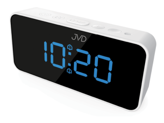 Digitální budík do sítě JVD SB3212.2 s teploměrem, USB nabíjením a světelným senzorem