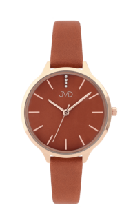 Dámské módní designové hodinky JVD JZ201.7 s řemínkem z pravé kůže