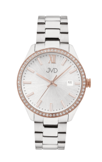 Dámské náramkové designové hodinky JVD JVD JG1011.2 se zirkony na okolo číselníku