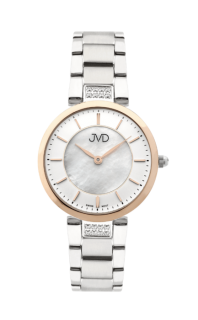 Dámské luxusní náramkové designové hodinky JVD JVD JG1013.2 se zirkony a švýcarským strojkem