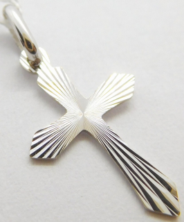 Klenoty Budín Gravírovaný zlatý křížek ze bílého zlata - přívěsek 585/0,32gr H507